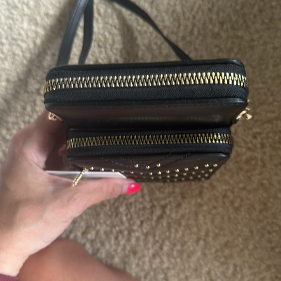 Vegan black and gold two pouch, NWT cross body - Picture 3 of 4